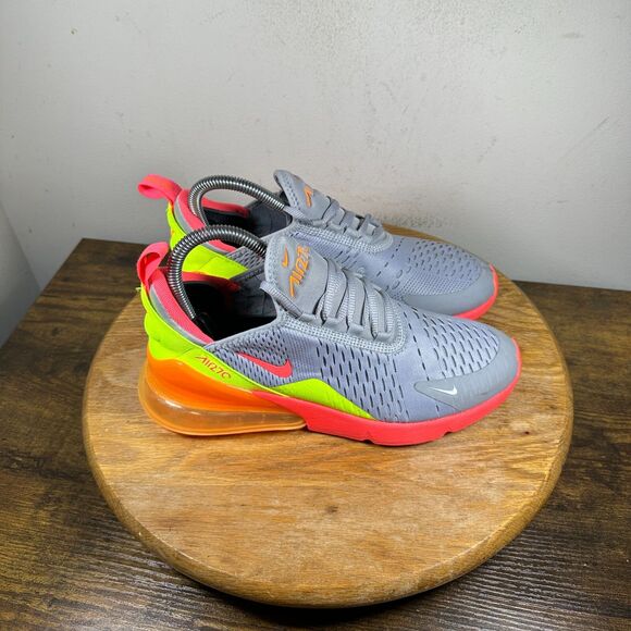 Nike Air Max 270 Wolf Grey Hot Punch Shoes Womens Size